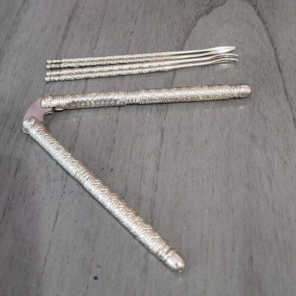 Basic Metal Nutcracker & 4 Nut Picks. Spring-Jointed. Set #8 - Picture 4 of 4